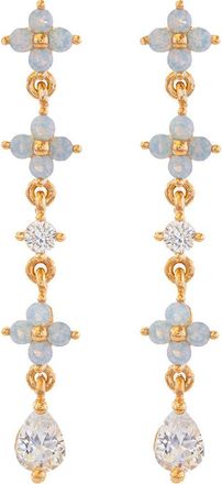 Girls Crew Blue Blossom Cubic Zirconia Linear Drop Earrings in Gold at Nordstrom Rack