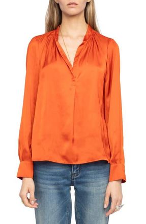 Zadig&Voltaire Tink Satin Blouse in Tangerine at Nordstrom, Size X-Small Regular