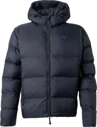 Emporio Armani Technische Gewatteerde Jas van Stof met Capuchon - Heren - Winterjassen - Blauw - M - Jassen