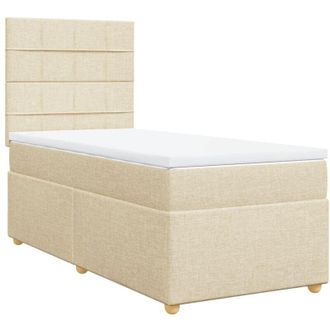 vidaXL Vidaxl - Cama Box Spring Con Colch&oacute;n Tela Color Crema 100x200 Cm