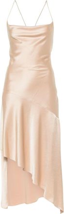 Alice & Olivia asymmetric midi dress - women - Polyester/Recycled Polyester/Spandex/Elastane/Triacetate - 6 - Neutrals