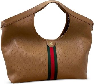 Gucci Giglio Perforated Calf Leather Shoulder Bag