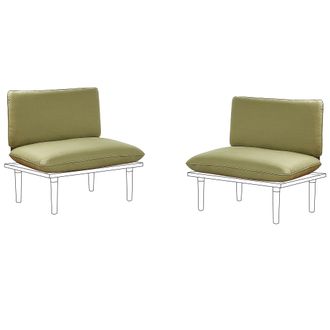 Beliani Conjunto De Fundas De Coj&iacute;n De Exterior Para Conjunto De Jard&iacute;n Para Cojines De Asiento Y Respaldo Verde Oliva Frascati