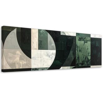 Feeby Cuadro Sobre Lienzo, Abstracci&oacute;n Geom&eacute;trica Verde, 120x40
