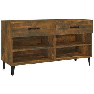 vidaXL Vidaxl - Mueble Zapatero Madera Contrachapada Roble Ahumado 102x35x55 Cm