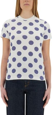 Moschino White Polka Dot Crew Neck T-Shirt