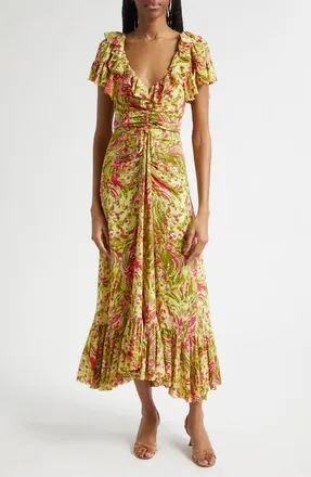 Cinq &agrave; Sept Daisy Swirl Ivey Floral Dress in Pink Amethyst Multi at Nordstrom, Size 00