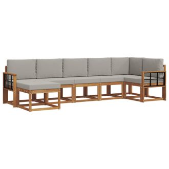 vidaXL Conjunto De Sof&aacute;s De Exterior 7 Pcs Gris Natural Y Claro Vidaxl