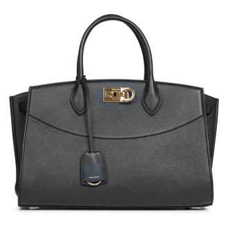 Ferragamo Studio Soft Large Tote - female - Ferragamo - Handbags - Black - ONE SIZE - Bags