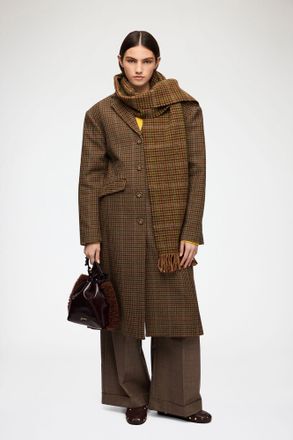 Ganni Mixed Coat in Check Twill