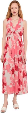 Calvin Klein Sleeveless Twist Front Floral Chiffon Midi Womens Dress Tulip : 14, Polyester