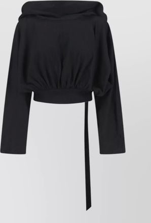 Rick Owens hooded cropped knit top long sleeves