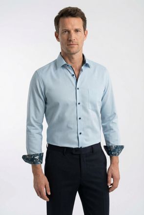 Olymp Langarmhemd OLYMP Luxor modern fit, Herren, Gr. 39, Verl&auml;ngerter Arm, blau (bleu), Web, Obermaterial: 100% Baumwolle, 2-Knopf-Manschette, Hemden Langa