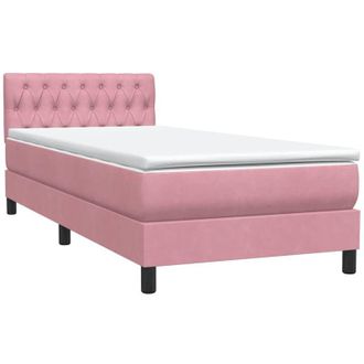 vidaXL Cama Box Spring Con Colch&oacute;n Terciopelo Rosa 90x220 Cm Vidaxl