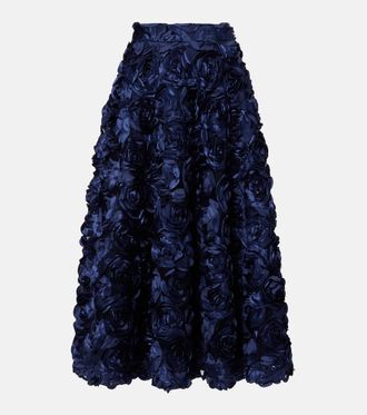 Rotate Floral-appliqué midi skirt