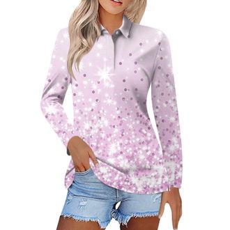 Generic Women Lady Fit Long Sleeve Polo Shirts Cotton Collared Lightweight Moisture Wicking Golf T-Shirt 2025 Fashion 3 Buttons Work Casual Tennis Tops Sports