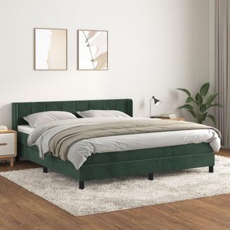 vidaXL Vidaxl - Cama Box Spring Con Colch&oacute;n Terciopelo Verde Oscuro 180x200 Cm