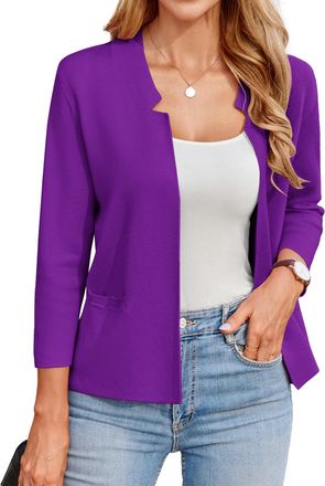 Grace Karin Womens Cardigans Short Summer Leightweight Casual Blazer Elegant Autumn Winter Jacket Daily Cardigans Work Purple M