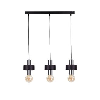 Netlighting Unica Bar Pendant Ceiling Light Black Silver 60cm 3x E27
