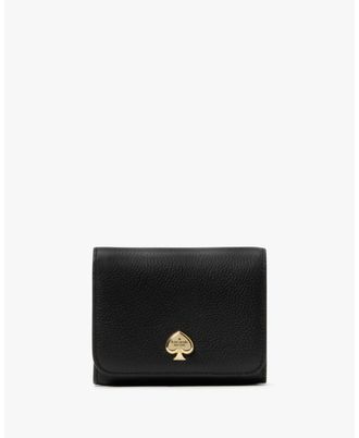 Kate Spade New York Womens Kayla Pebbled Leather Small L-Zip Wallet - Black - One Size