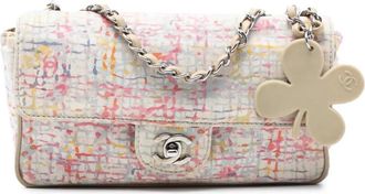Chanel 2004-2005 Small Printed Canvas Watercolor Clover Flap shoulder bag - women - Canvas - One Size - Pink
