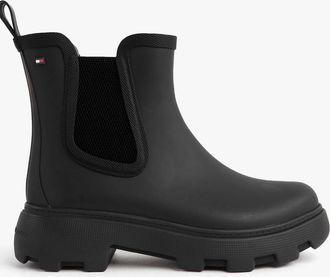 Tommy Hilfiger Womens Tommy Hilfiger ANKLE RAINBOOT Womens Boots Black - Size: 4
