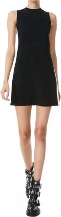 Alice & Olivia Coley Side Panel Dress In Black/ecru