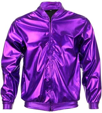 Loud Elephant Unisex Shiny Bomber Jacket - Purple (Large)