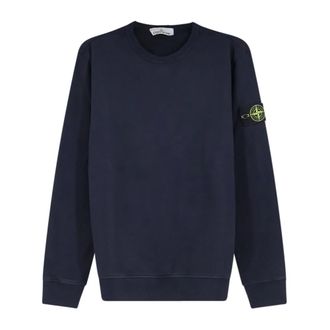 Stone Island Crewneck Katoenen Sweater - Heren - Sweatshirts - Blauw - 2XL - Katoen - Hoodies & sweatvesten