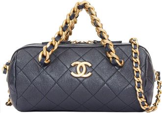 Chanel Navy Blue Leather 2020 Fashion Therapy Bowling Bag (Authentic Pre- Loved)