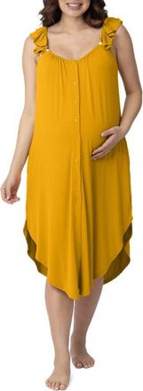 Kindred Bravely Ruffle Strap Labor & Delivery Gown in Honey at Nordstrom, Size X-Large