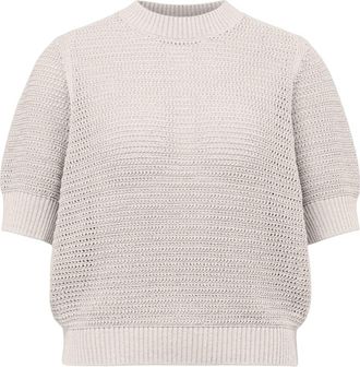 Drykorn Sanidy Knit T-shirt - Dames - Ronde hals truien - Beige - S - Wol - Truien & Vesten