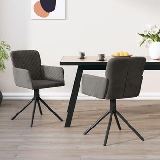 vidaXL Vidaxl - Sillas De Comedor Giratorias 2 Unidades Terciopelo Gris Oscuro