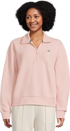 Lacoste Zip-up Pique Sweatshirt Womens Sweatshirt Light Pink : 10 (EUR 42), Cotton/Elastane/Polyester