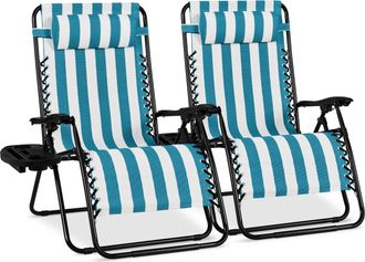 Best Choice Products Set of 2 Extra Wide Zero Gravity Lounge Chair Recliners w/ Cup Holder