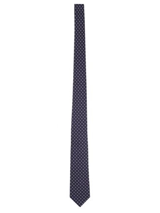 Tagliatore Navy Blue Silk Geometric Tie