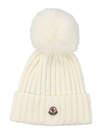 Moncler Off White Rib knitted Beanie Cap