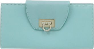 Ferragamo Light Blue Leather Long Wallet (Bi-Fold) (Pre-Owned)