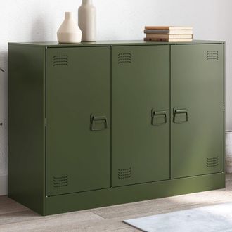 Berkfield Home Sideboard Olive Green 99x39x73 cm Steel | Size: 99 x 39 x 73 cm
