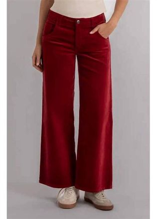 Kut from the Kloth Jean High Waist Wide Leg Velvet Pants In Red