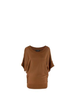 Dolce & Gabbana Chocolate Brown Fine-Knit Batwing Sweater Size XS