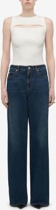 Alexander McQueen Alexander Mcqueen Womens Indigo Wide-leg Denim Jeans - Dark Grey Cotton - Size 26 (Waist)