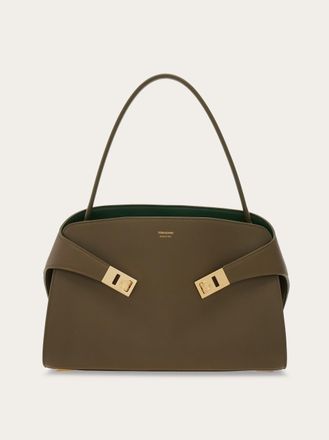 Ferragamo Women Hug soft bicolor shoulder bag (M) Green