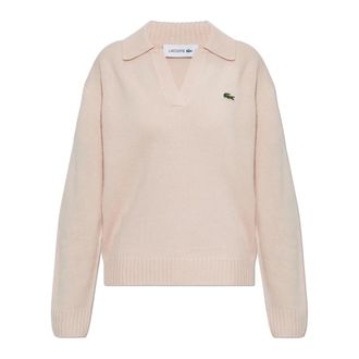 Lacoste Maglione a polo in cashmere 3D - - Knitwear - Donna - Rosa - L