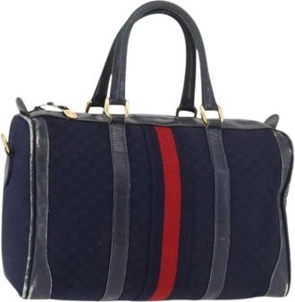 Gucci Pre-owned Handbags, female, Blue, Size: ONE SIZE Pre-owned Vintage Micro Small GG Canvas Hand Bag