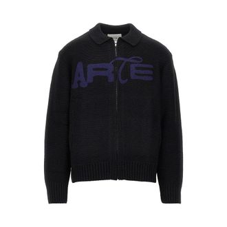 Arte Knitted cardigan with logo embroidery Man XL