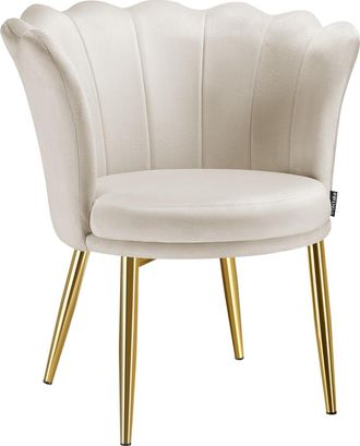TecTake Sillón en forma de flor, terciopelo, 67 x 64 x 76 cm, crema/oro