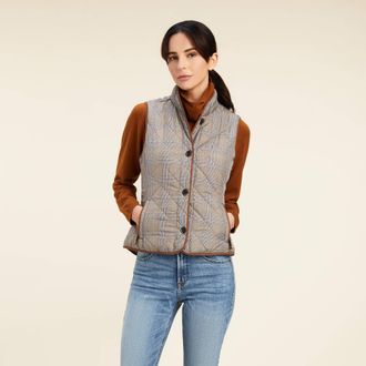 Ariat Womens Woodside 2.0 Quilted Gilet in Glen Plaid, Size X-Small, by Ariat