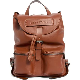 Longchamp Small 3D Leather Backpack in Cognac at Nordstrom Rack