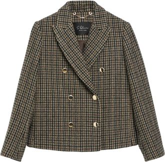 s.Oliver Pepita Blazer Jas - Dames - Blazers - Bruin - 2XL - Wol - Jassen